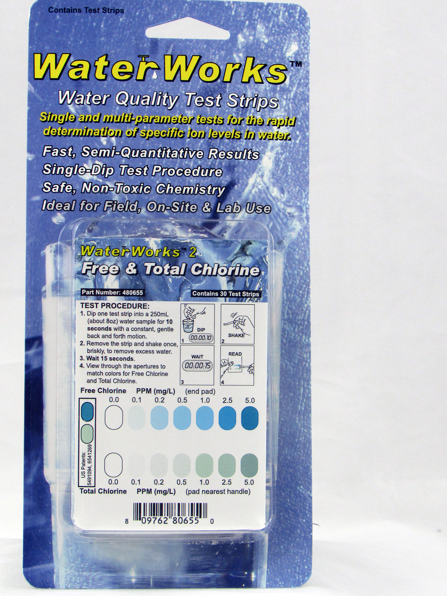 WaterWorks 2 Free & Total Chlorine Test Strips (480655)